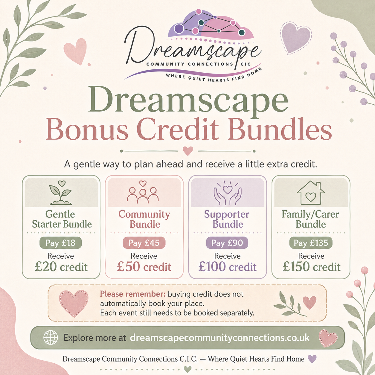 Dreamscape Bonus Credit Bundles