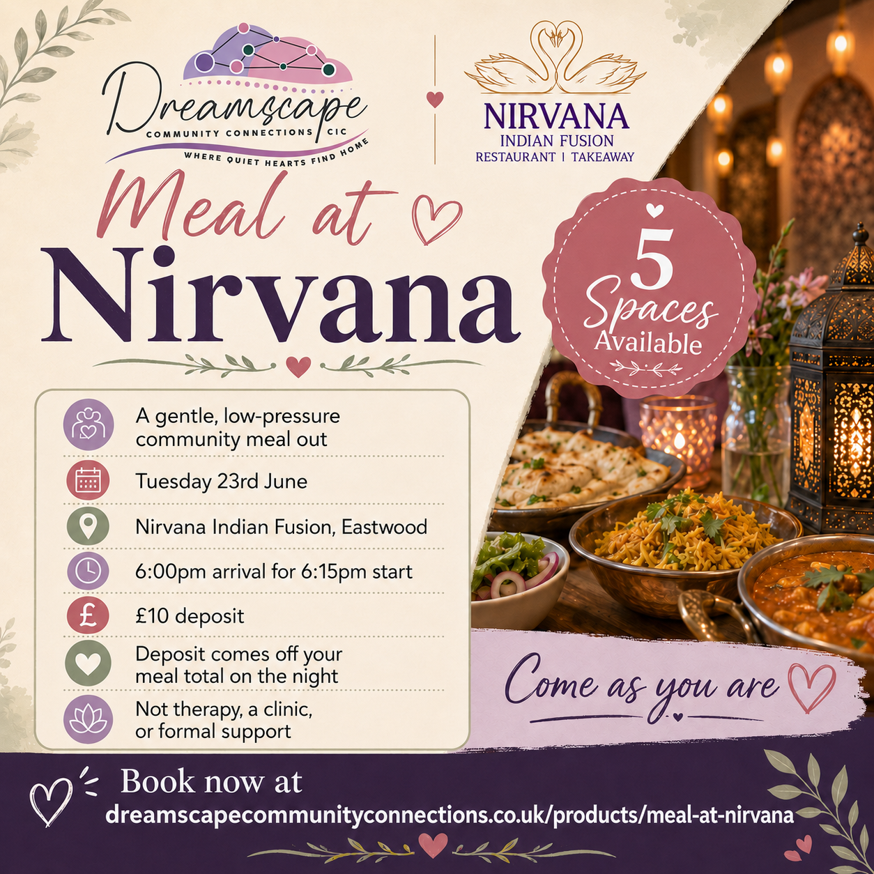 Meal at Nirvana | £10 Deposit